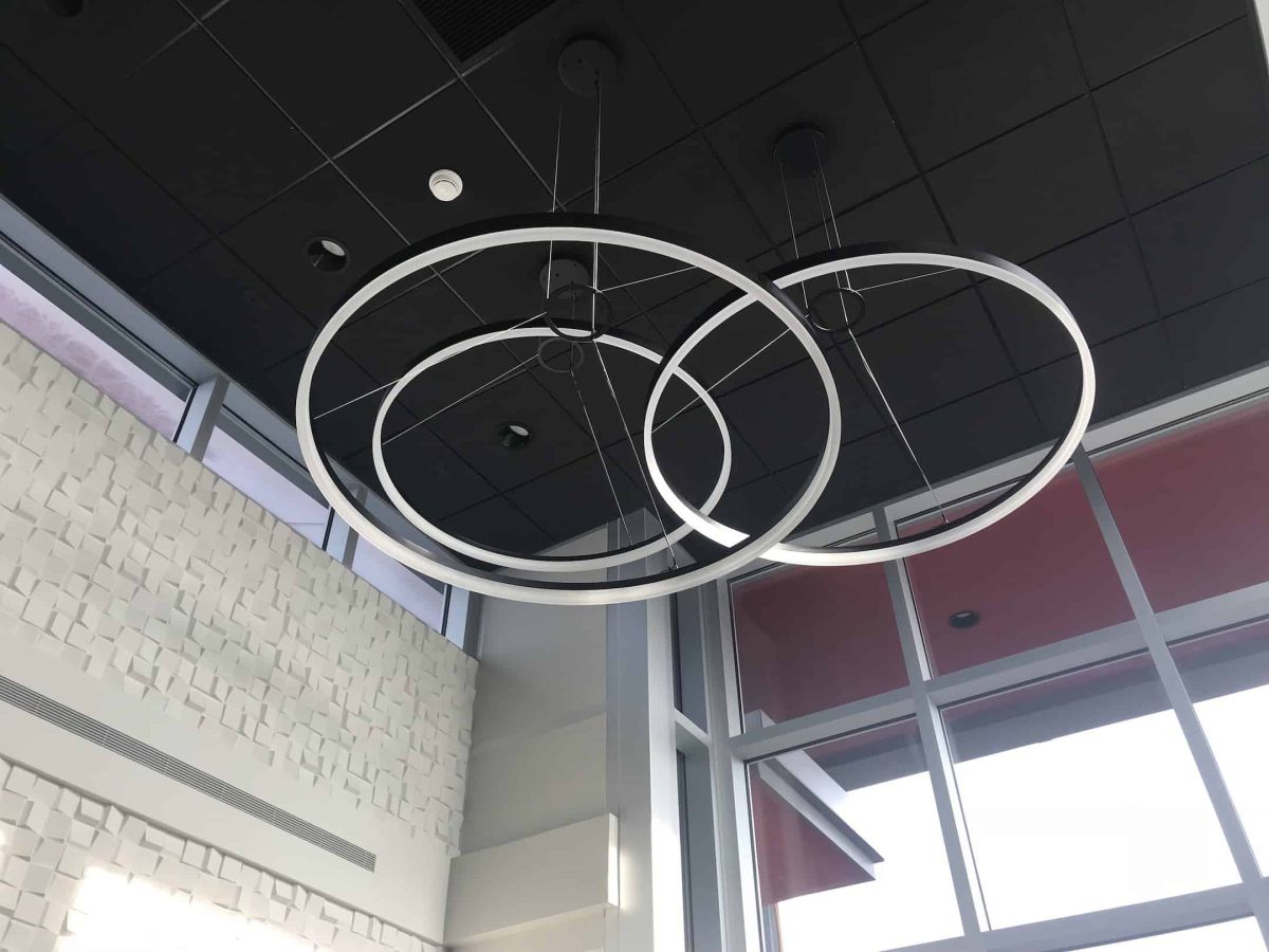 overlapping circular hanging ceiling lights